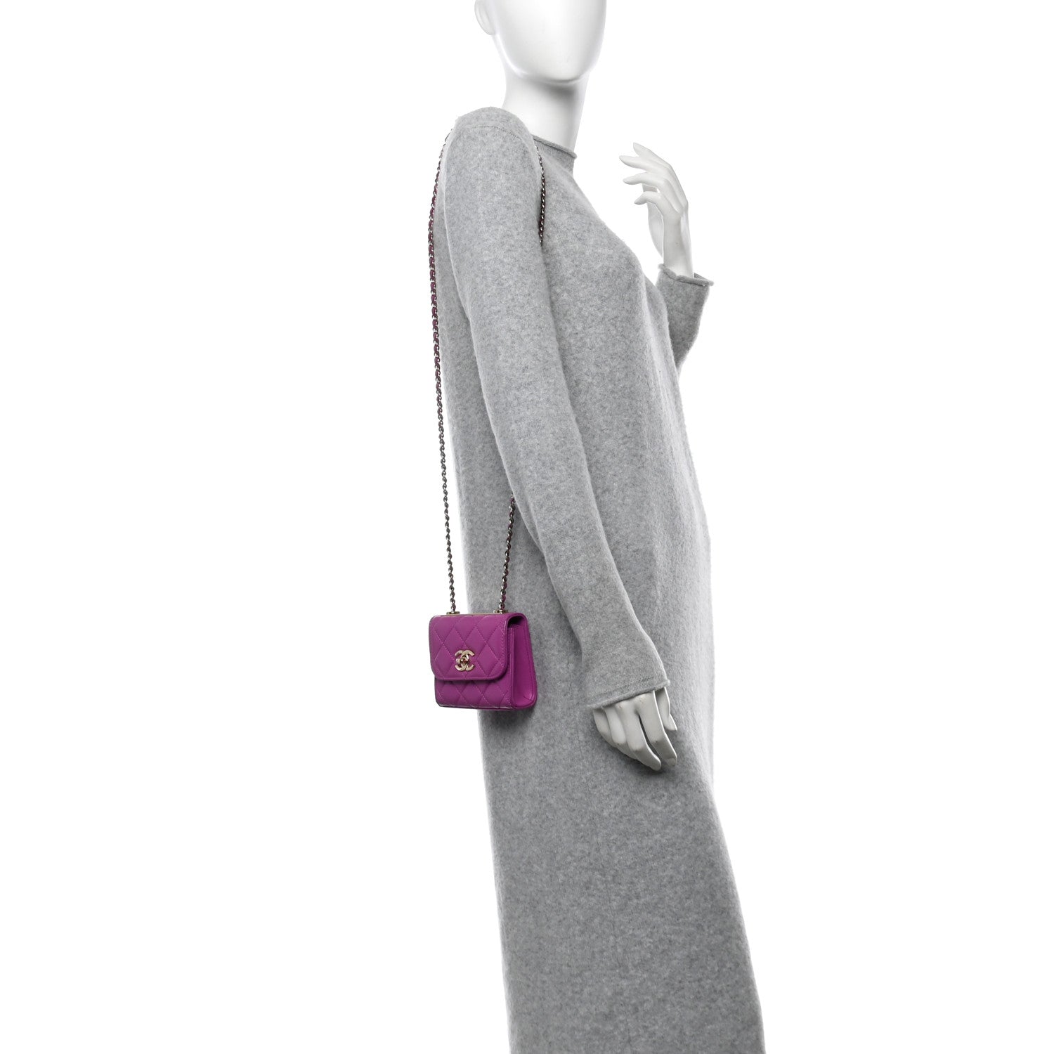 Chanel Lambskin Quilted Mini Trendy CC Clutch With Chain Purple 2 of 11