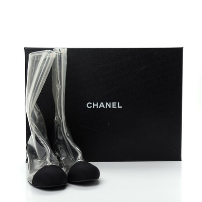Chanel PVC Grosgrain High Boots 38 Transparent Black 10 of 10