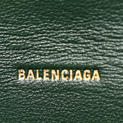Balenciaga Shiny Calfskin Crocodile Embossed Hourglass Flap Flat Pouch Forest Green 6 of 6