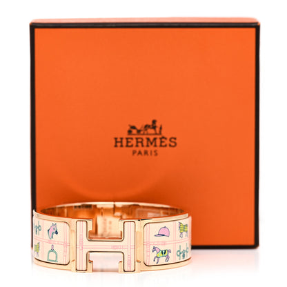 Hermes Enamel Couvertures et Tenues de Jour Wide Clic Clac H Bracelet PM Pannacotta 6 of 6