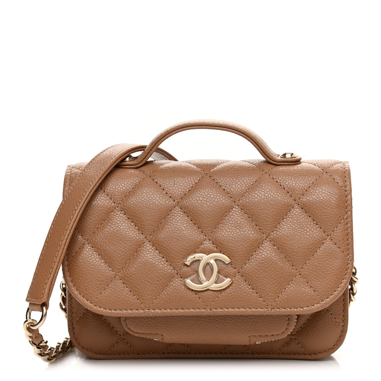 Chanel Caviar Quilted Small Business Affinity Flap Camel 1 of 12