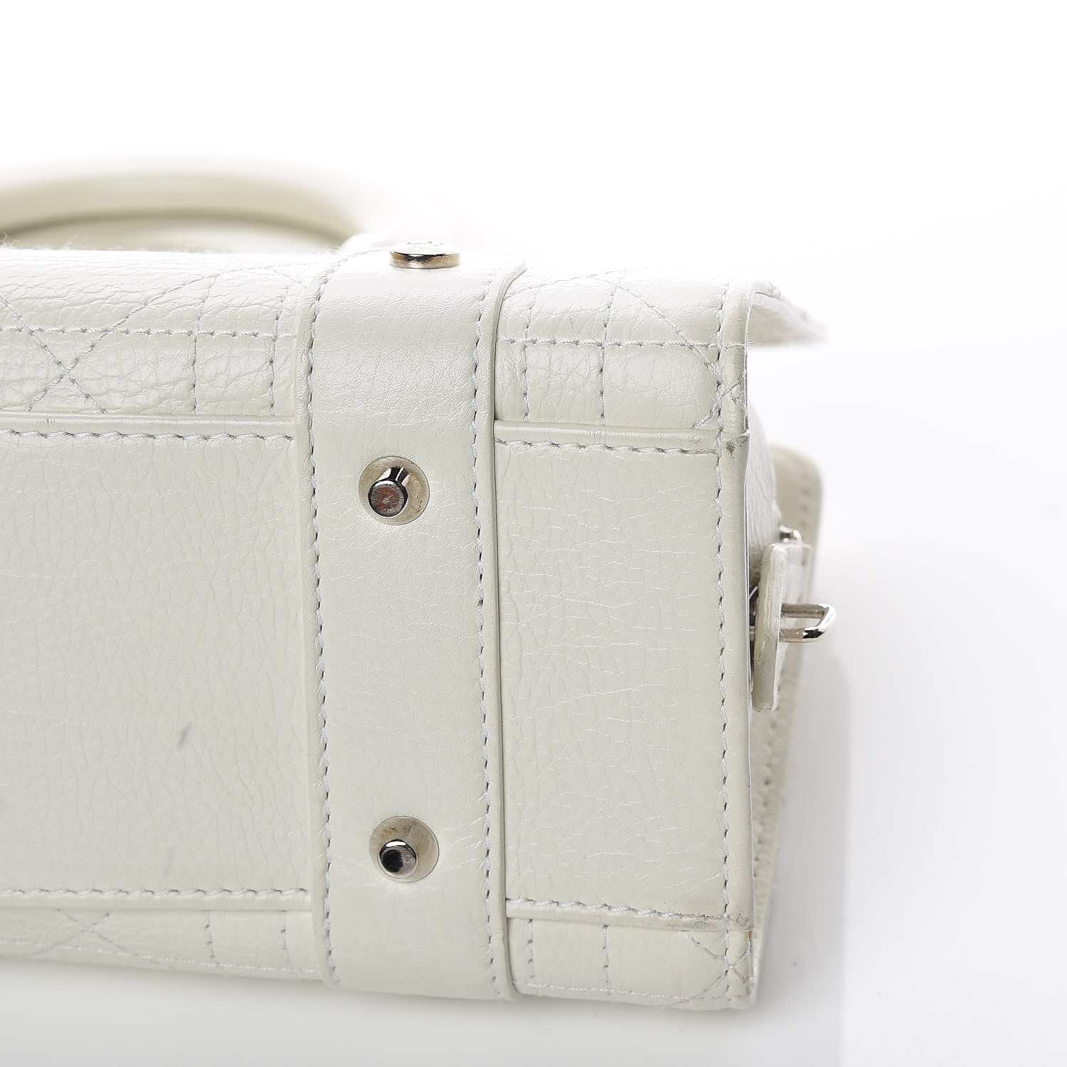 Christian Dior Calfskin Cannage Stitched Small Lady East West Lady Dior White 14 of 26