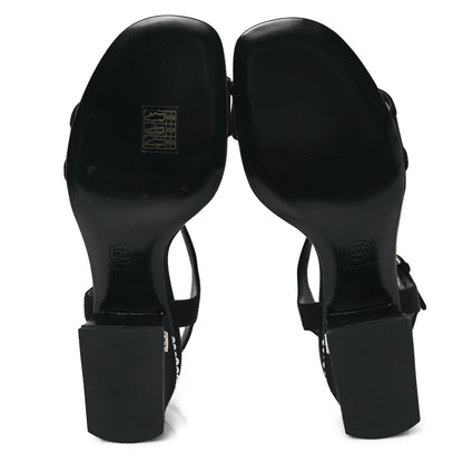 Chanel Pearl Slingback Sandals 41 Black 5 of 9