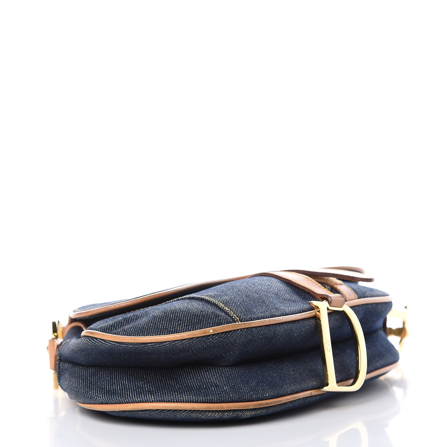 Christian Dior Denim Calfskin Saddle Bag Blue 4 of 14