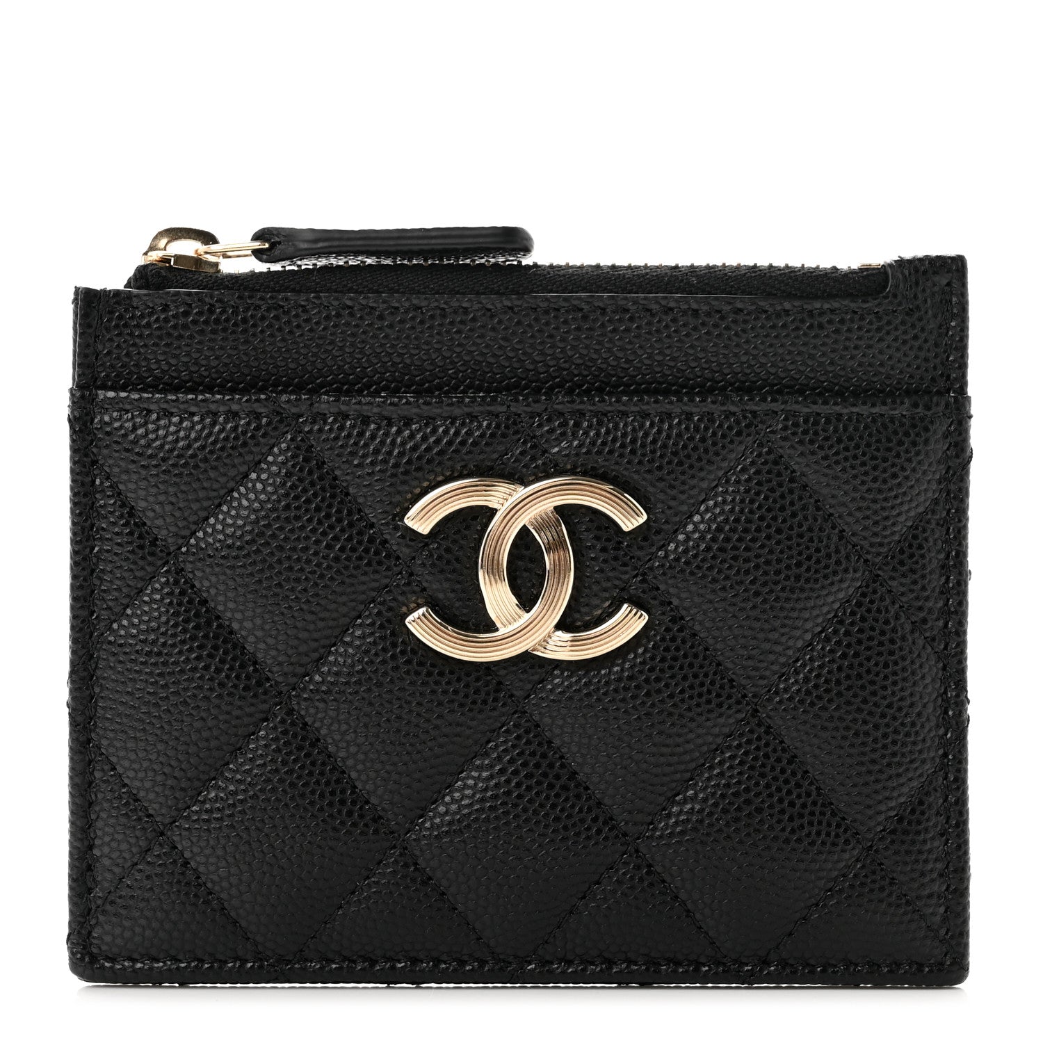 Chanel Caviar Quilted CC Zip Card Holder Black 1 of 8