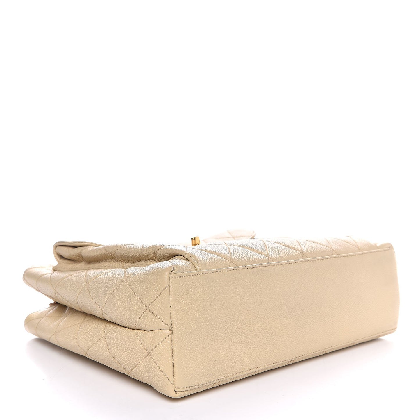 Caviar Quilted Flap Shoulder Bag Beige Clair