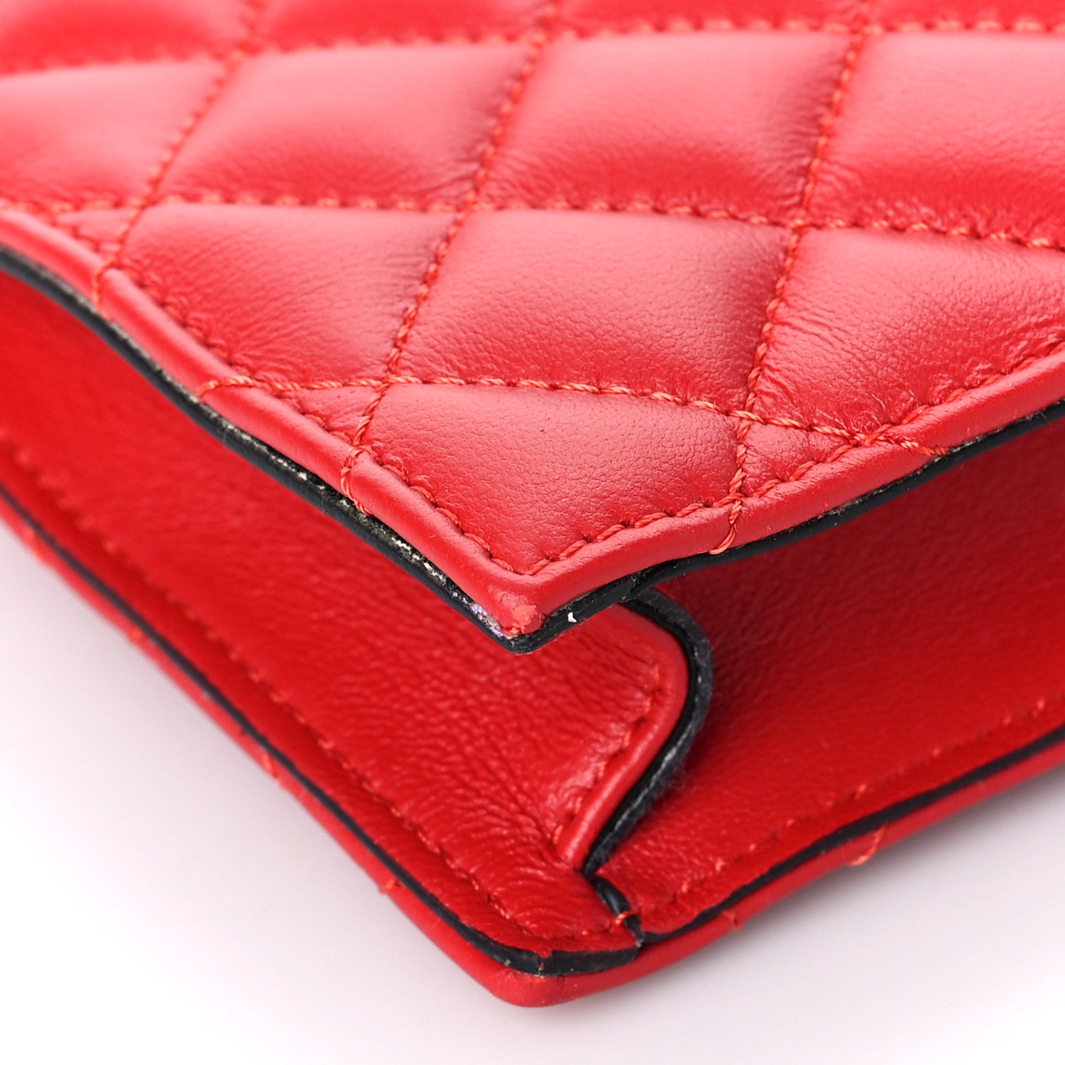 Versace Calfskin Quilted Small Tribute Icon Pouch Red 7 of 9