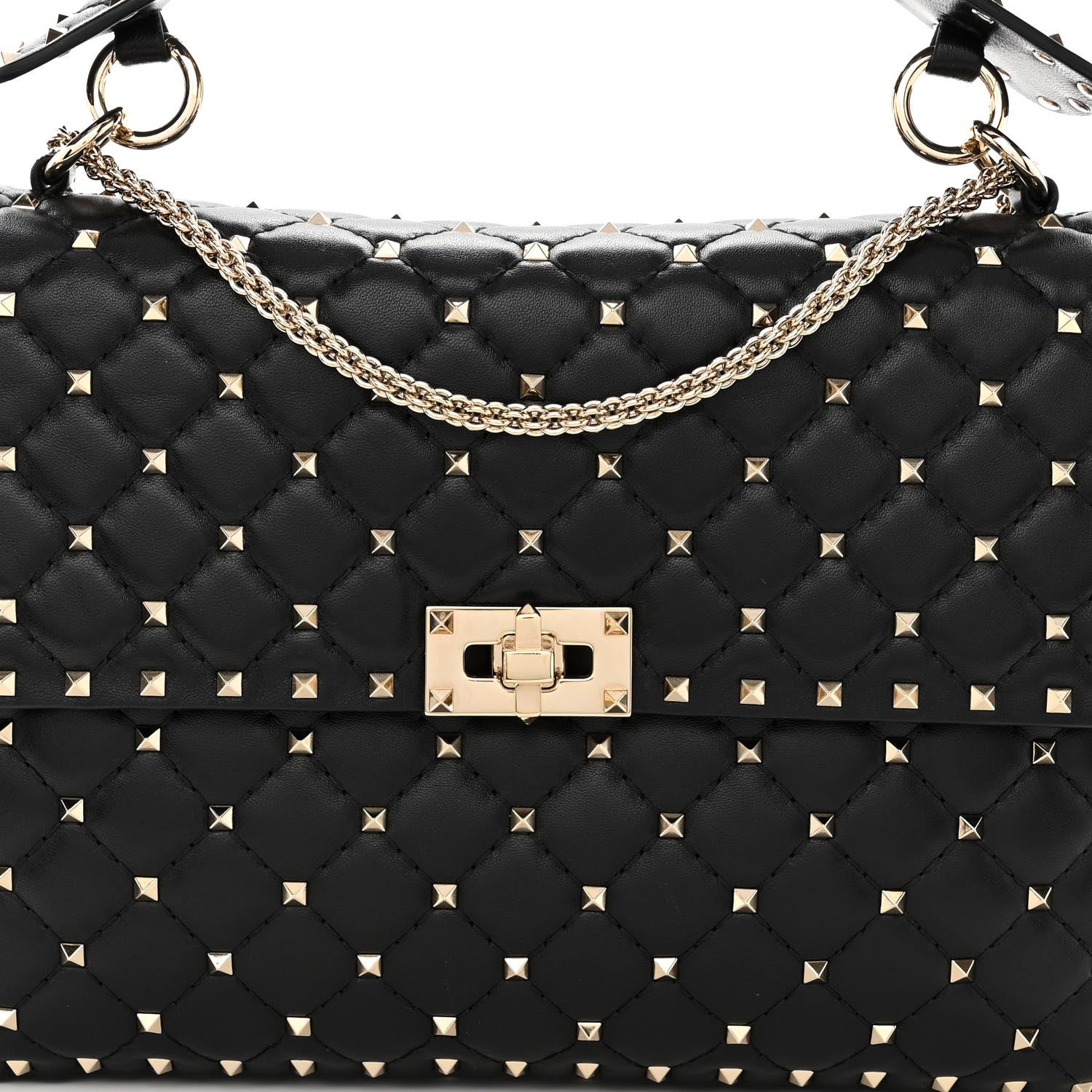 Valentino Garavani Lambskin Large Rockstud Spike Shoulder Bag Black 7 of 10