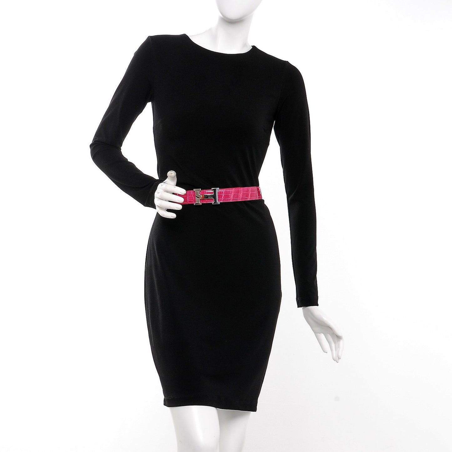 Shiny Porosus Crocodile 32mm H Belt 90 Fuchsia