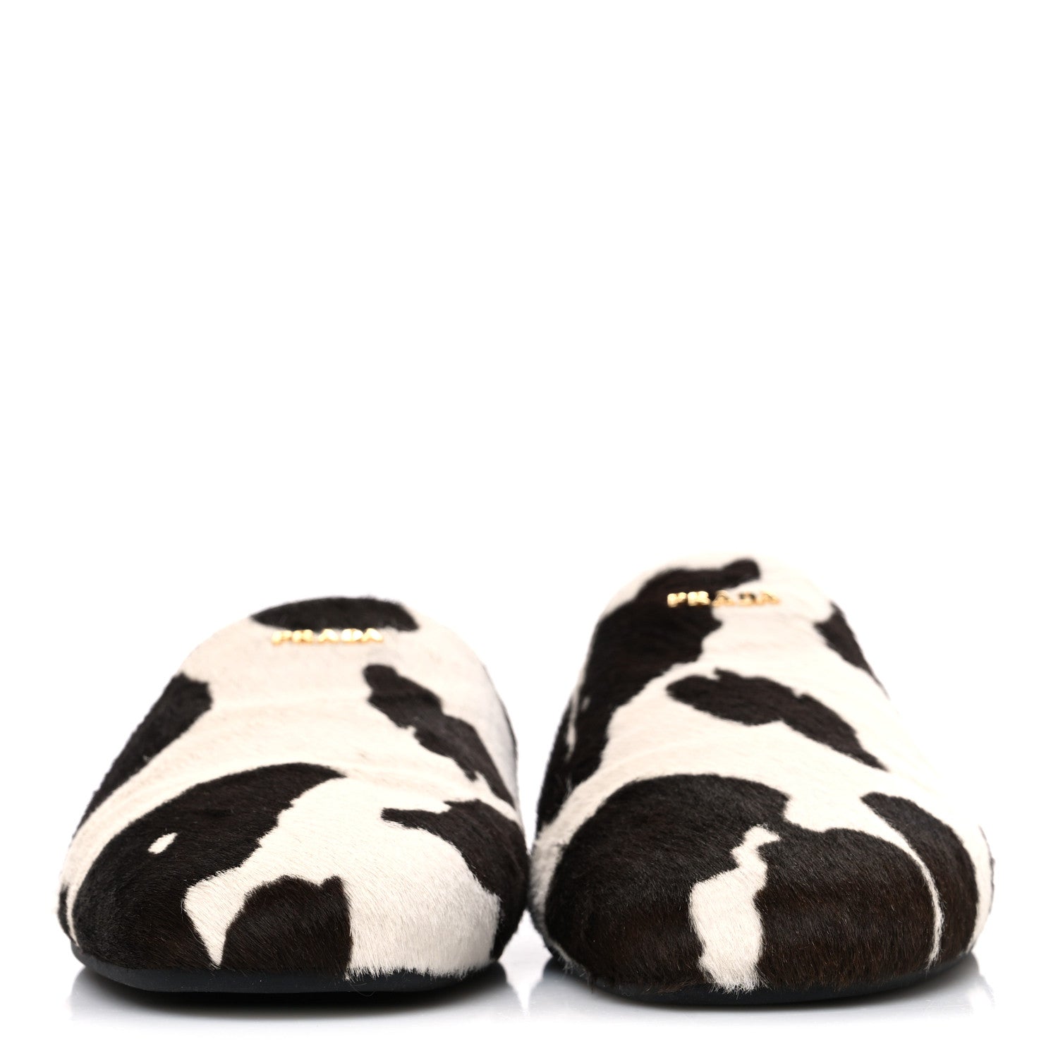 Prada Calf Hair Stampata Cow Loafer Mules 37 White Moro 3 of 9
