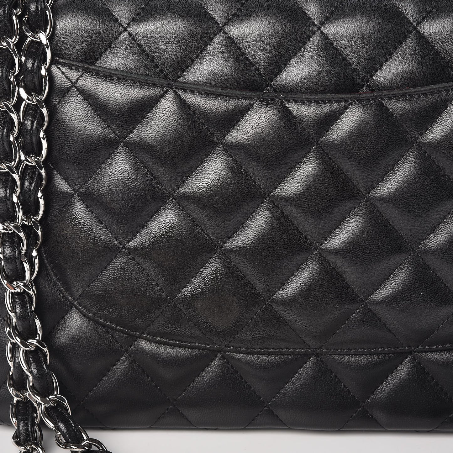 Lambskin Quilted Jumbo Double Flap Black