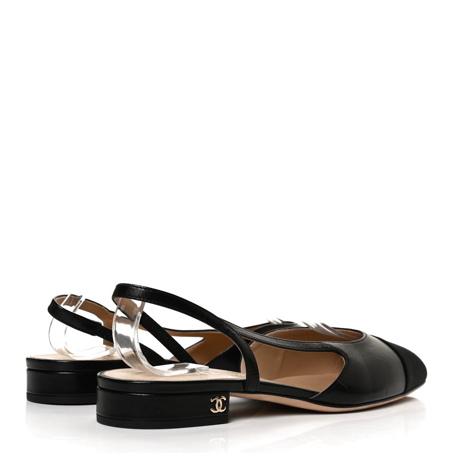 Goatskin Grograin Cap Toe CC Slingback 36.5 Black