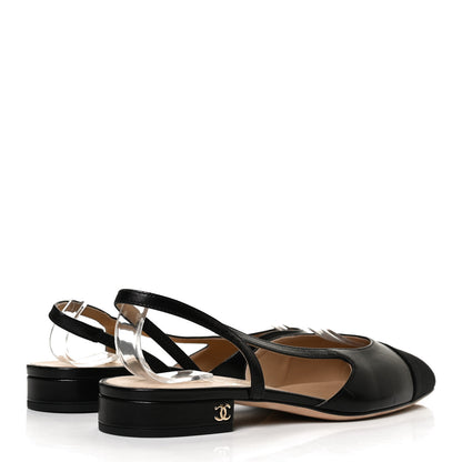 Chanel Goatskin Grograin Cap Toe CC Slingback 36.5 Black 4 of 9