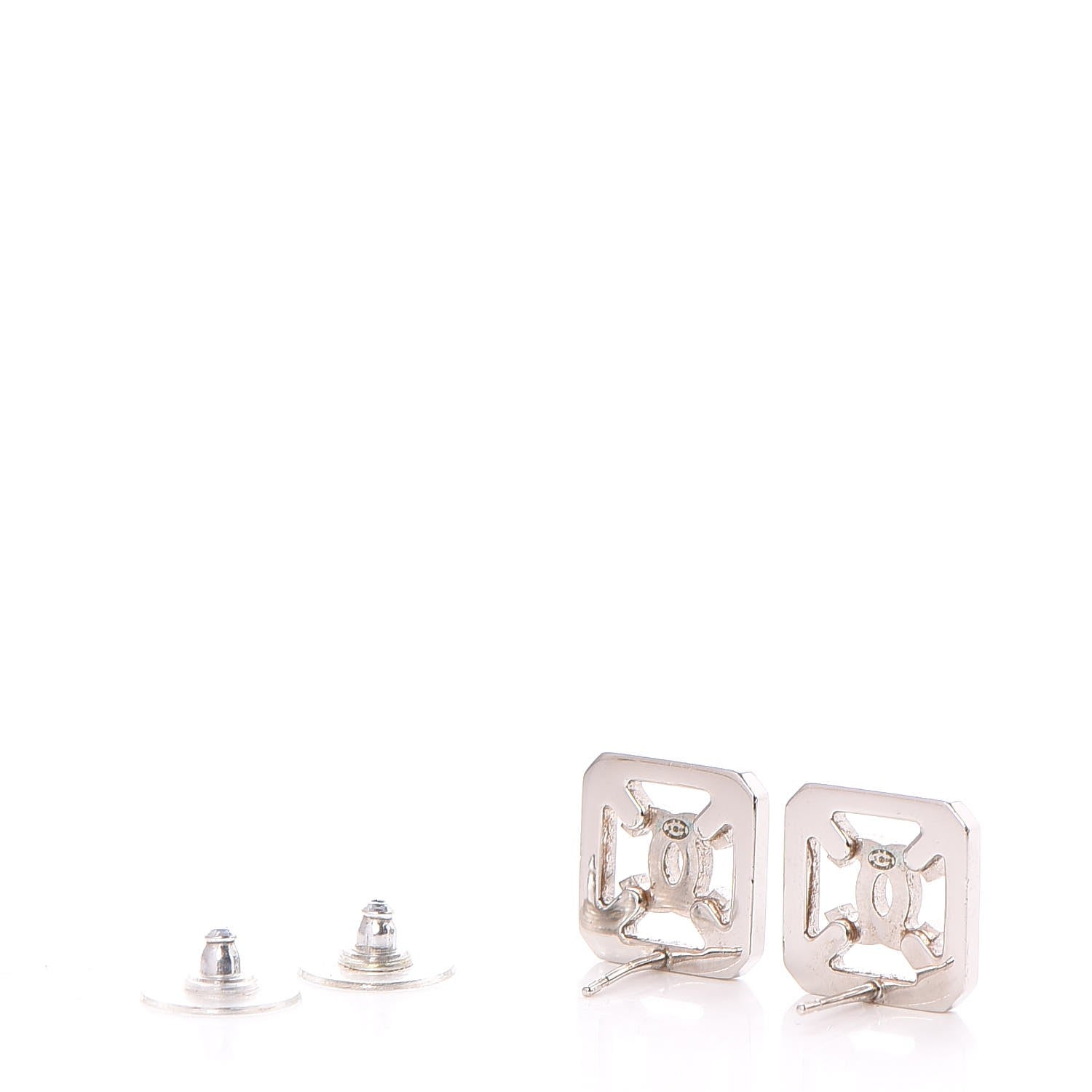 Chanel Crystal CC Earrings Silver 3 of 9