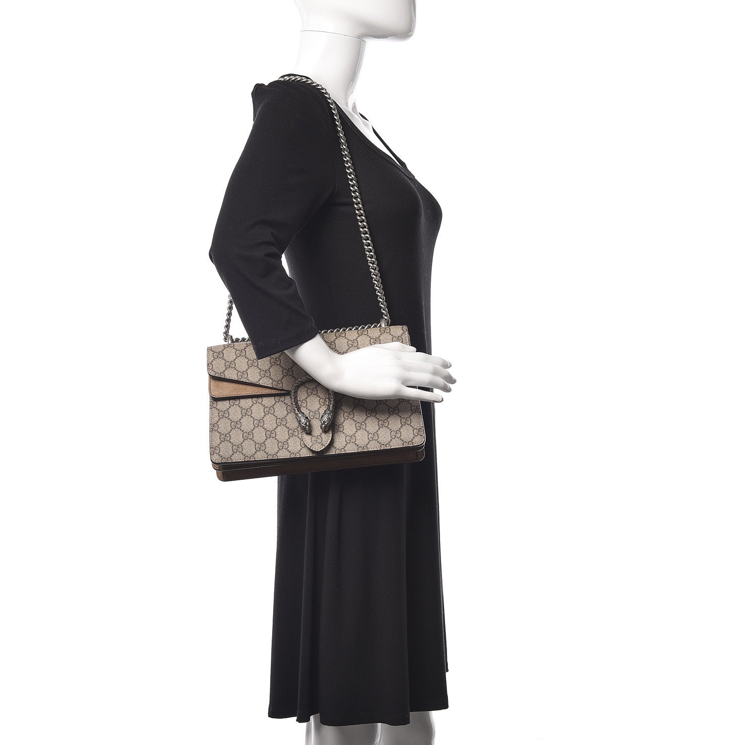 Gucci GG Supreme Monogram Small Dionysus Shoulder Bag Taupe 2 of 11