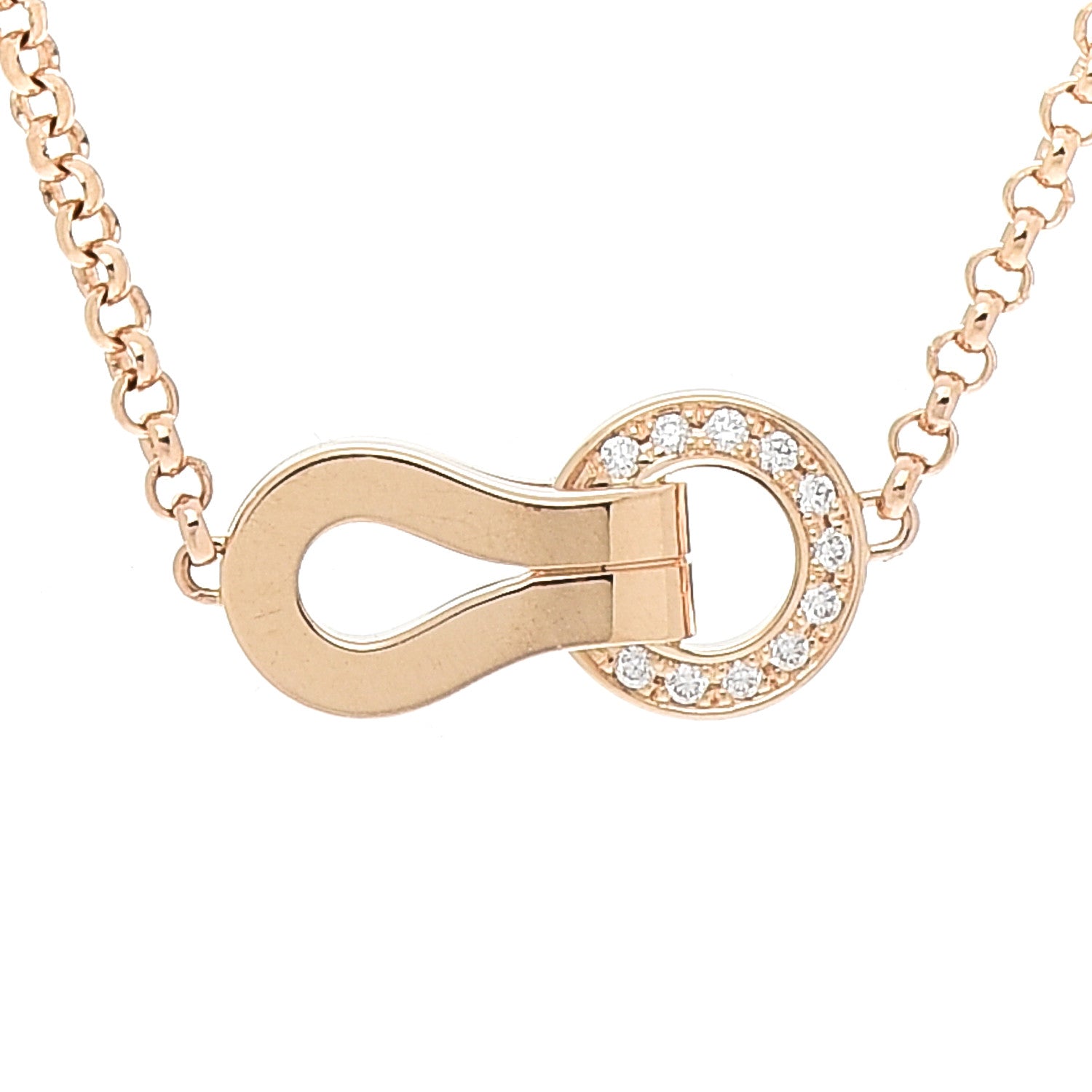 Cartier 18K Pink Gold Diamond Agrafe Paved Pendant Necklace 4 of 6