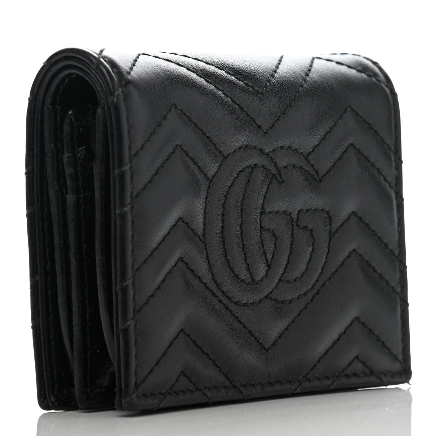 Calfskin Matelasse GG Marmont Card Case Wallet Black