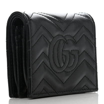 Gucci Calfskin Matelasse GG Marmont Card Case Wallet Black 3 of 9