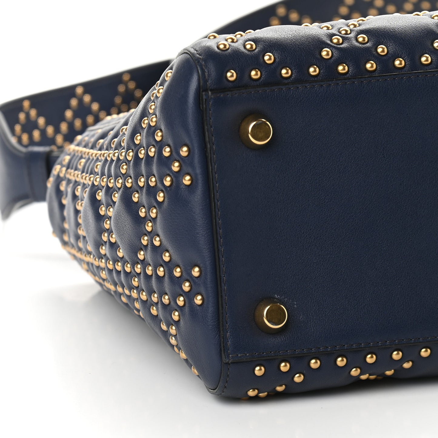 Calfskin Cannage Studded Medium Supple Lady Dior Navy