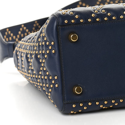 Christian Dior Calfskin Cannage Studded Medium Supple Lady Dior Navy 7 of 8