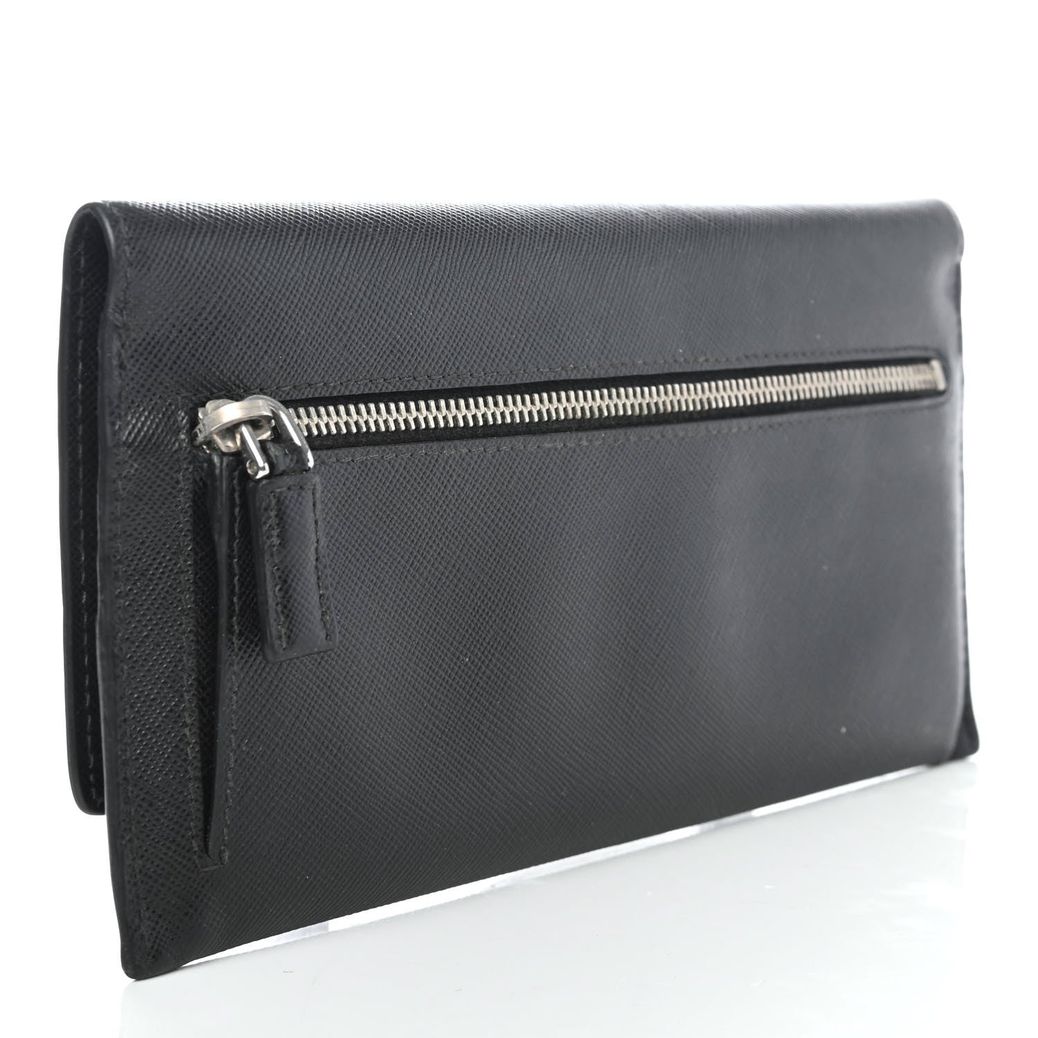 Prada Saffiano Continental Flap Wallet Black 2 of 4