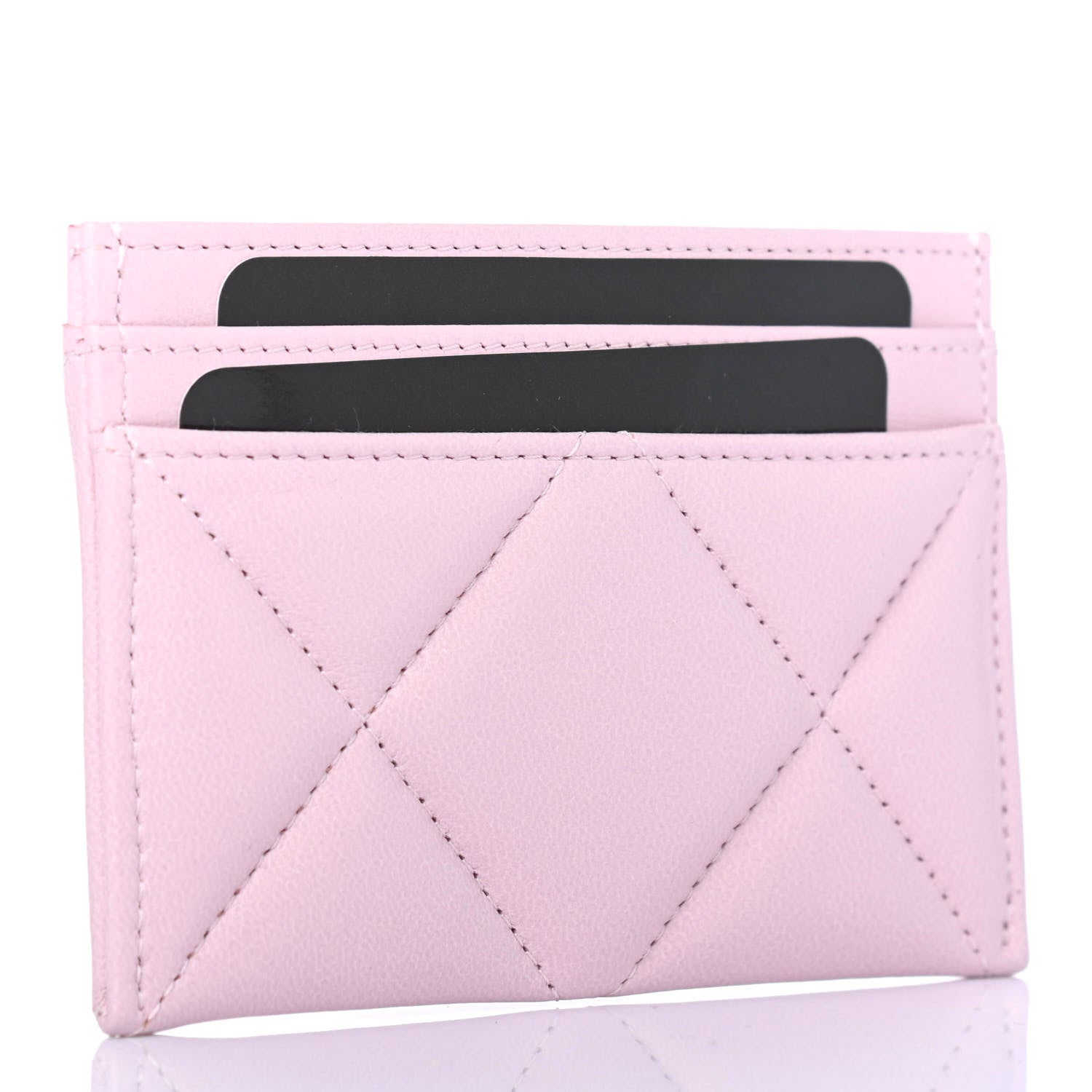 Chanel Lambskin Quilted Chanel 19 Card Holder Light Pink 2 of 5