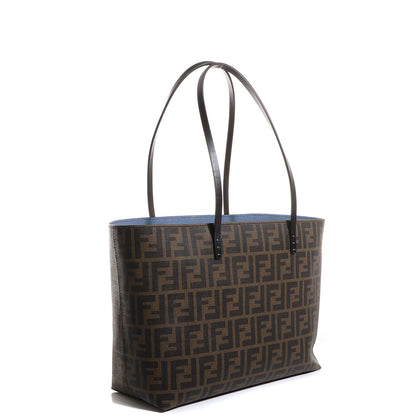 Fendi Zucca Spalmati Small Roll Tote Tobacco Blue 3 of 8