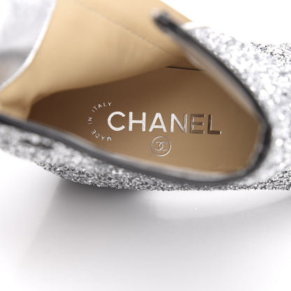 Chanel Glitter Patent Cap Toe Short Boots 38 Silver 8 of 9