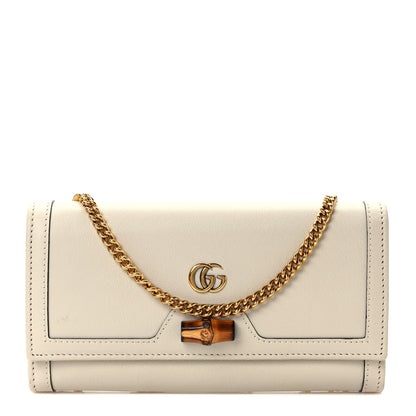 Gucci Wonka Grain Calfskin Diana Chain Wallet Mystic White 1 of 12