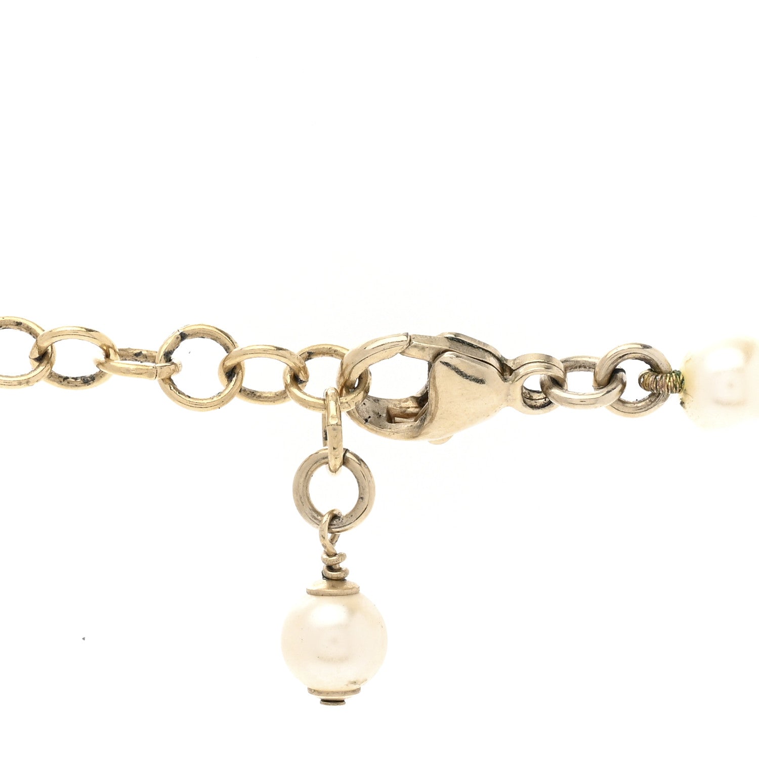 Chanel Pearl Crystal CC Short Necklace Gold Pink 6 of 8