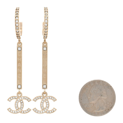 Chanel Crystal Lock Symbols Logo CC Hoop Drop Earrings Gold 2 of 4