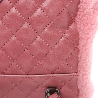 Chanel Glazed Calfskin Shearling Quilted Small Mountain Backpack Pink 12 of 13