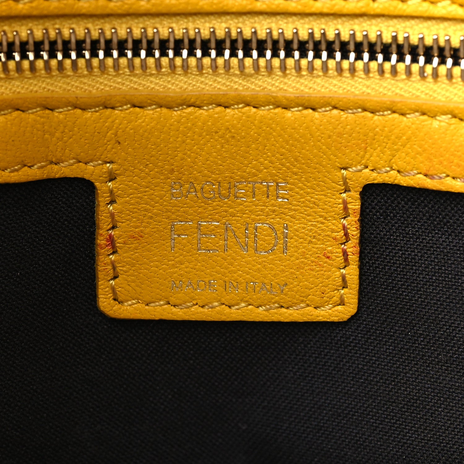 Fendi Nappa FF 1974 Embossed Baguette Mimosa 6 of 10