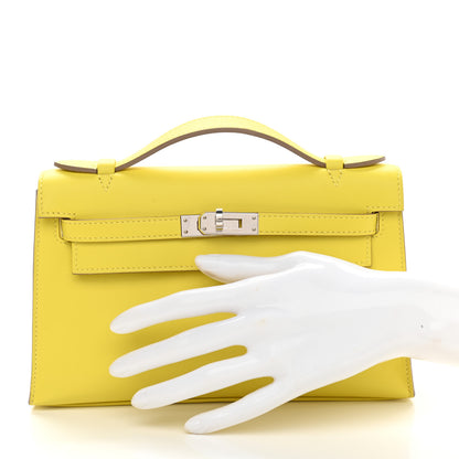 Hermes Swift Kelly Pochette Clutch Lime 2 of 10