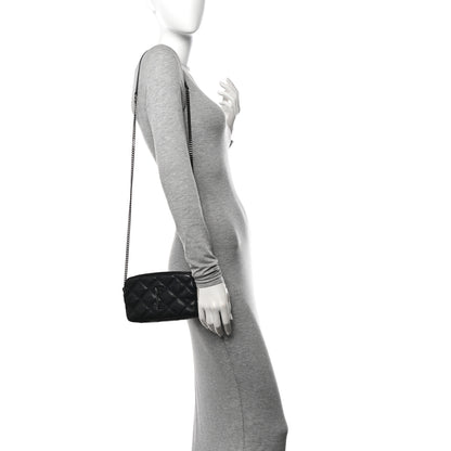 Saint Laurent Grained Lambskin Quilted Mini Becky Double Zip Bag Black 2 of 12