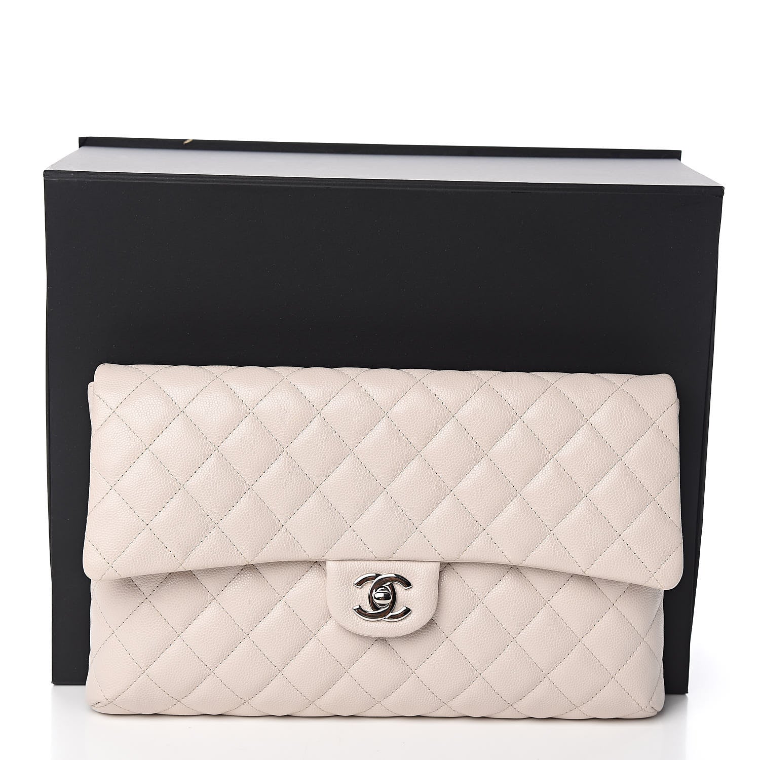 Chanel Caviar Quilted Flap Clutch Ivory 11 of 11