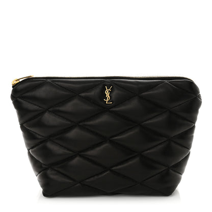 Saint Laurent Lambskin Monogram Medium Sade Puffer Pouch Black 1 of 11