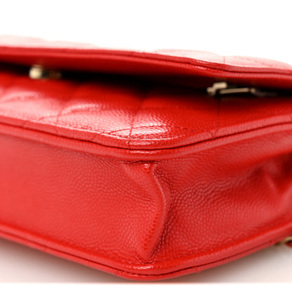 Chanel Caviar Quilted Wallet On Chain WOC Red 11 of 12