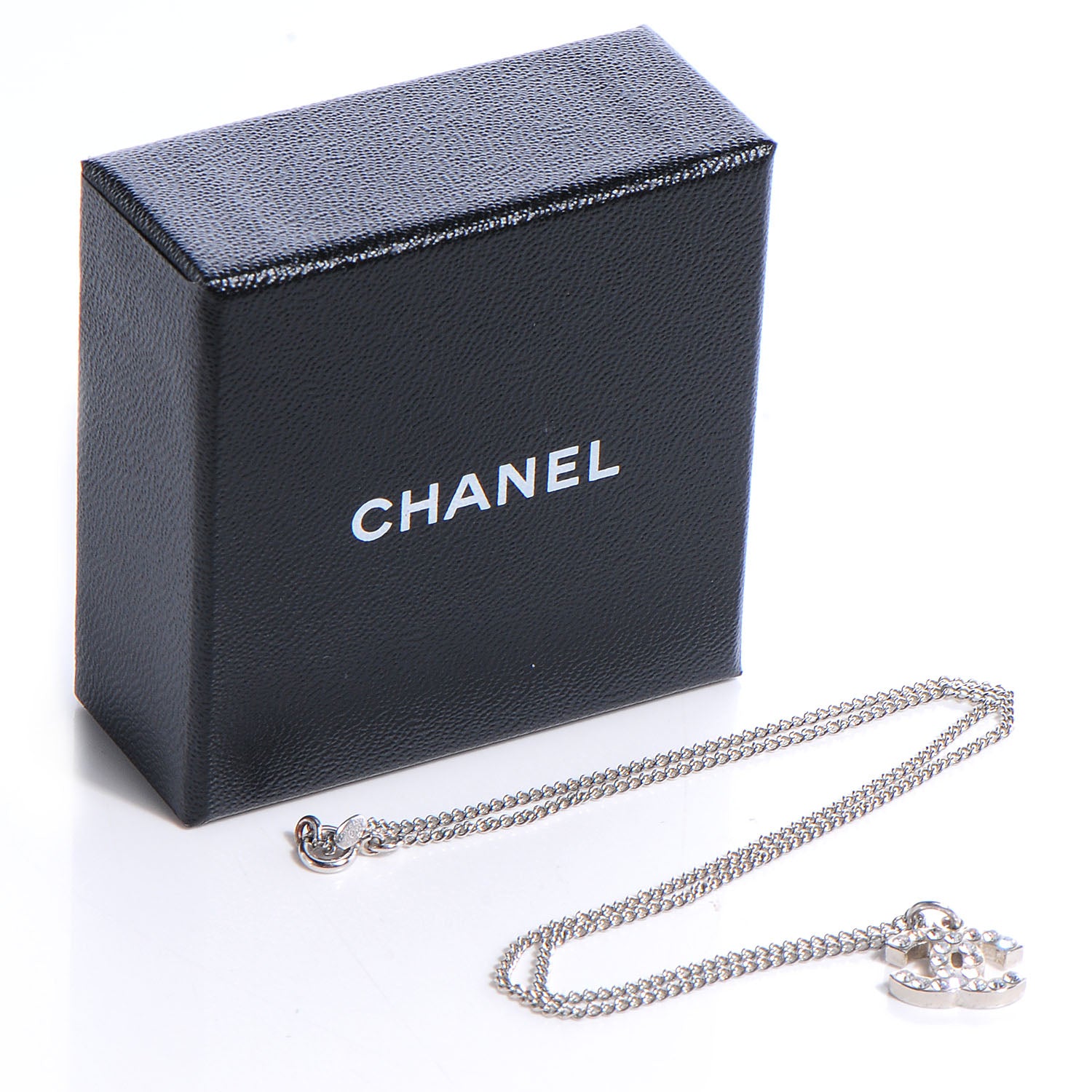 Chanel Swarovski Crystal CC Necklace Silver 4 of 5
