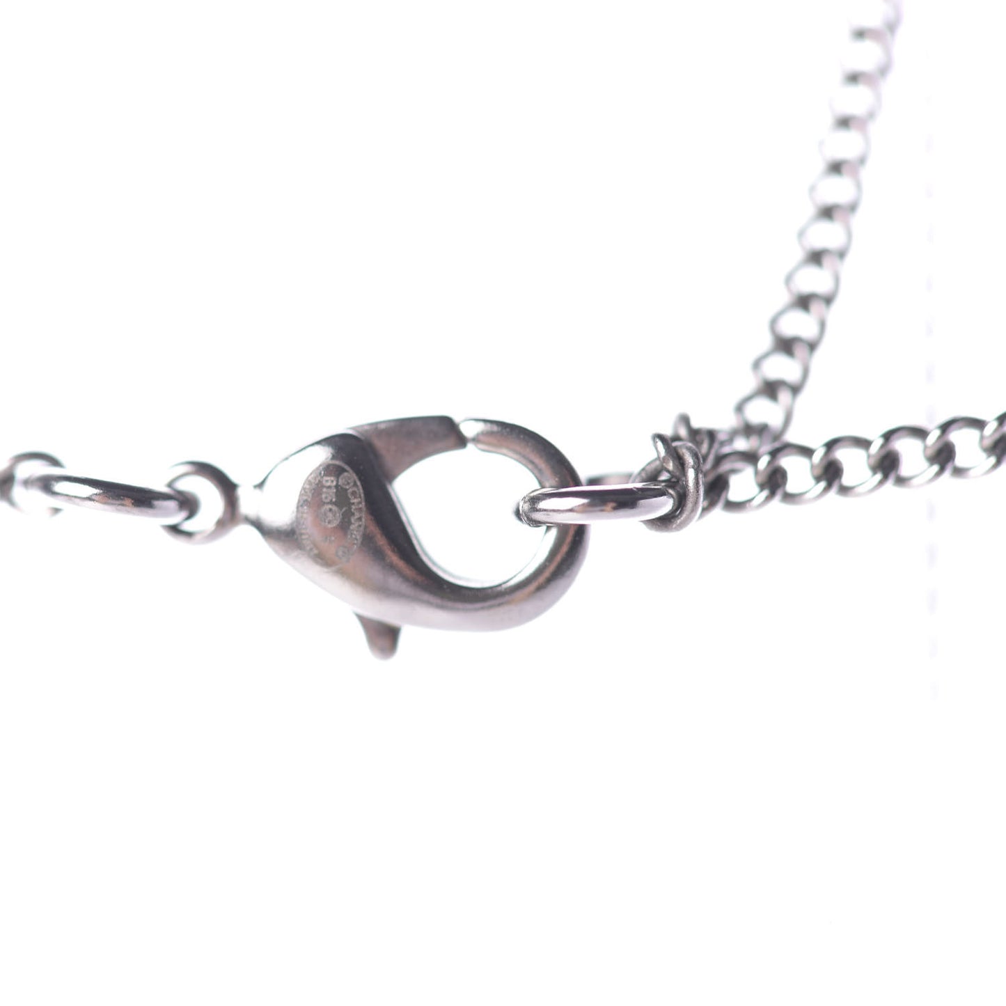 Baguette Crystal CC Necklace Silver Black