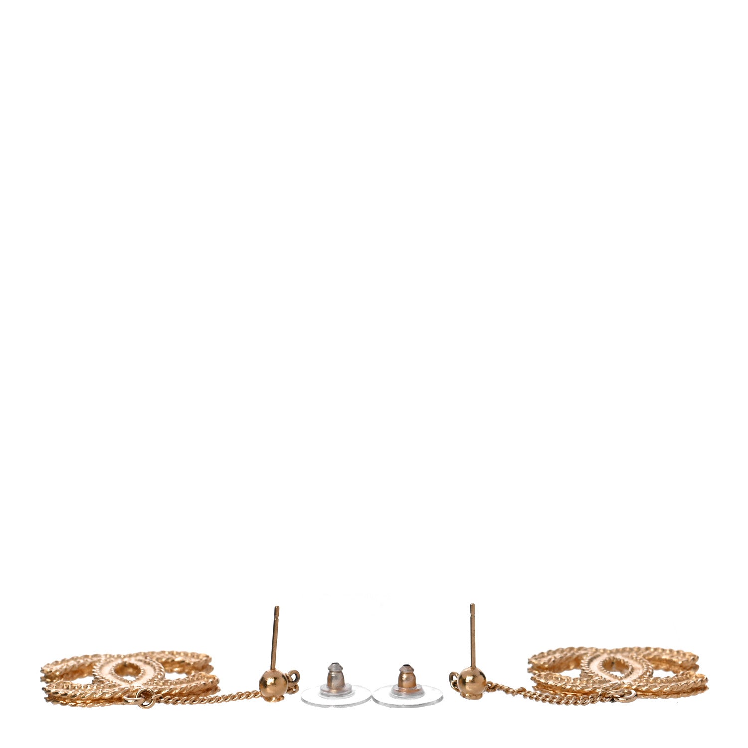 Chanel CC Drop Earrings Matte Gold 3 of 5