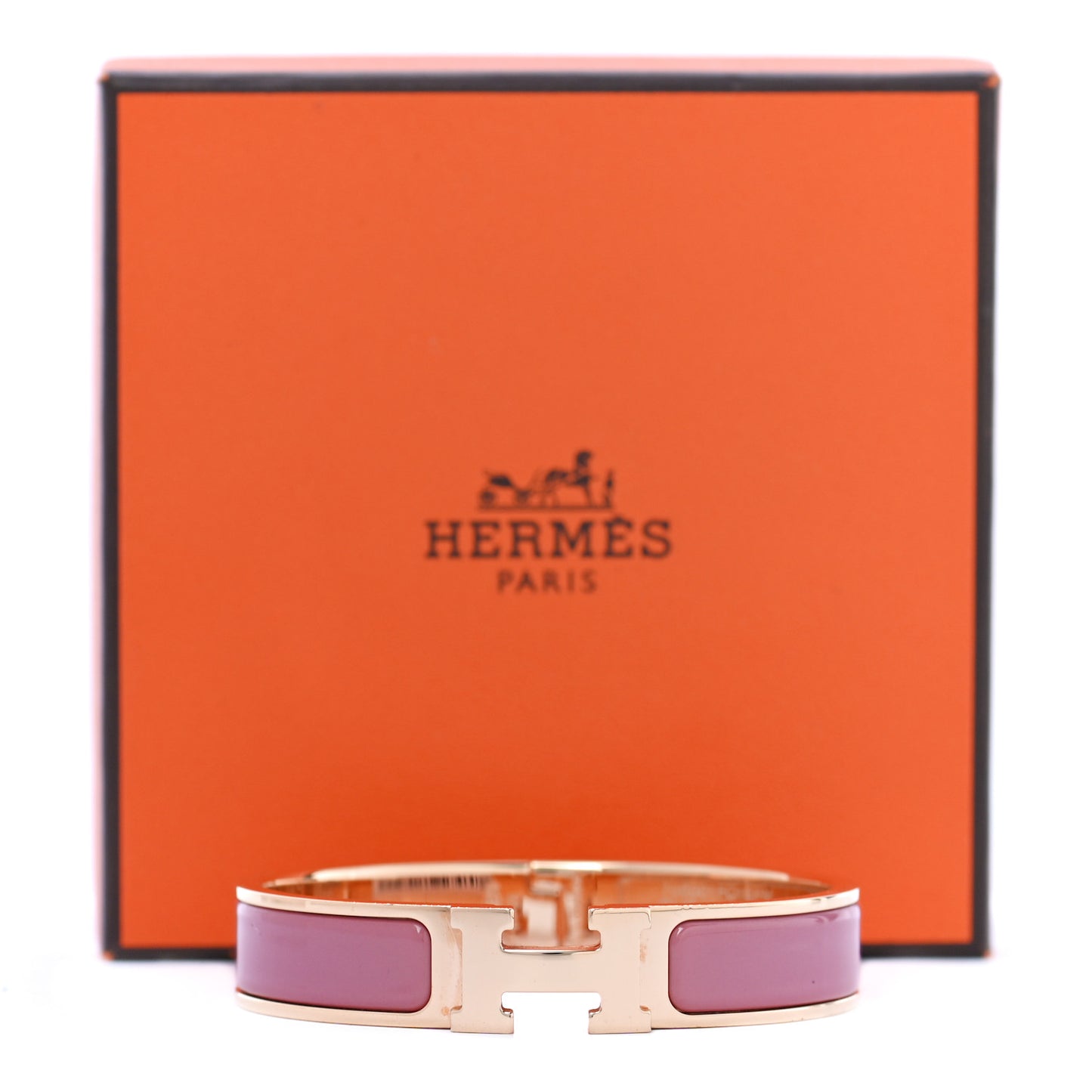 Enamel Narrow Clic Clac H Bracelet PM Rose Velours