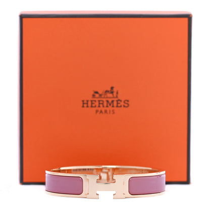 Hermes Enamel Narrow Clic Clac H Bracelet PM Rose Velours 5 of 5
