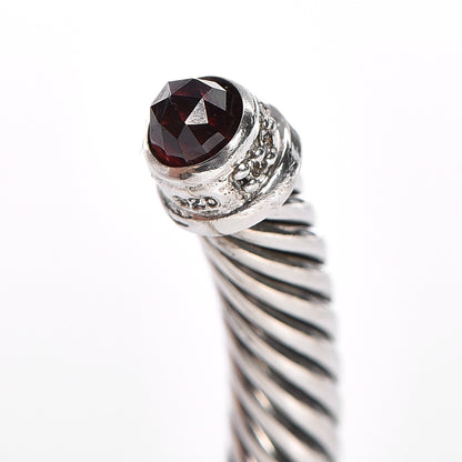 David Yurman Sterling Silver Garnet Diamond 5mm Cable Classics Bracelet 4 of 4