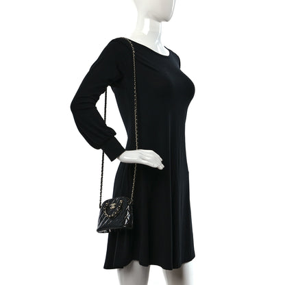 Chanel Patent Calfskin Quilted Shiny Coco Clutch With Chain Black 2 of 11