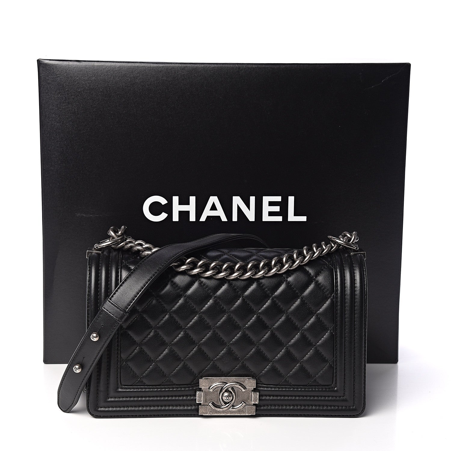 Chanel Lambskin Quilted Medium Boy Flap Black 10 of 10