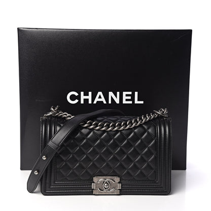 Chanel Lambskin Quilted Medium Boy Flap Black 10 of 10
