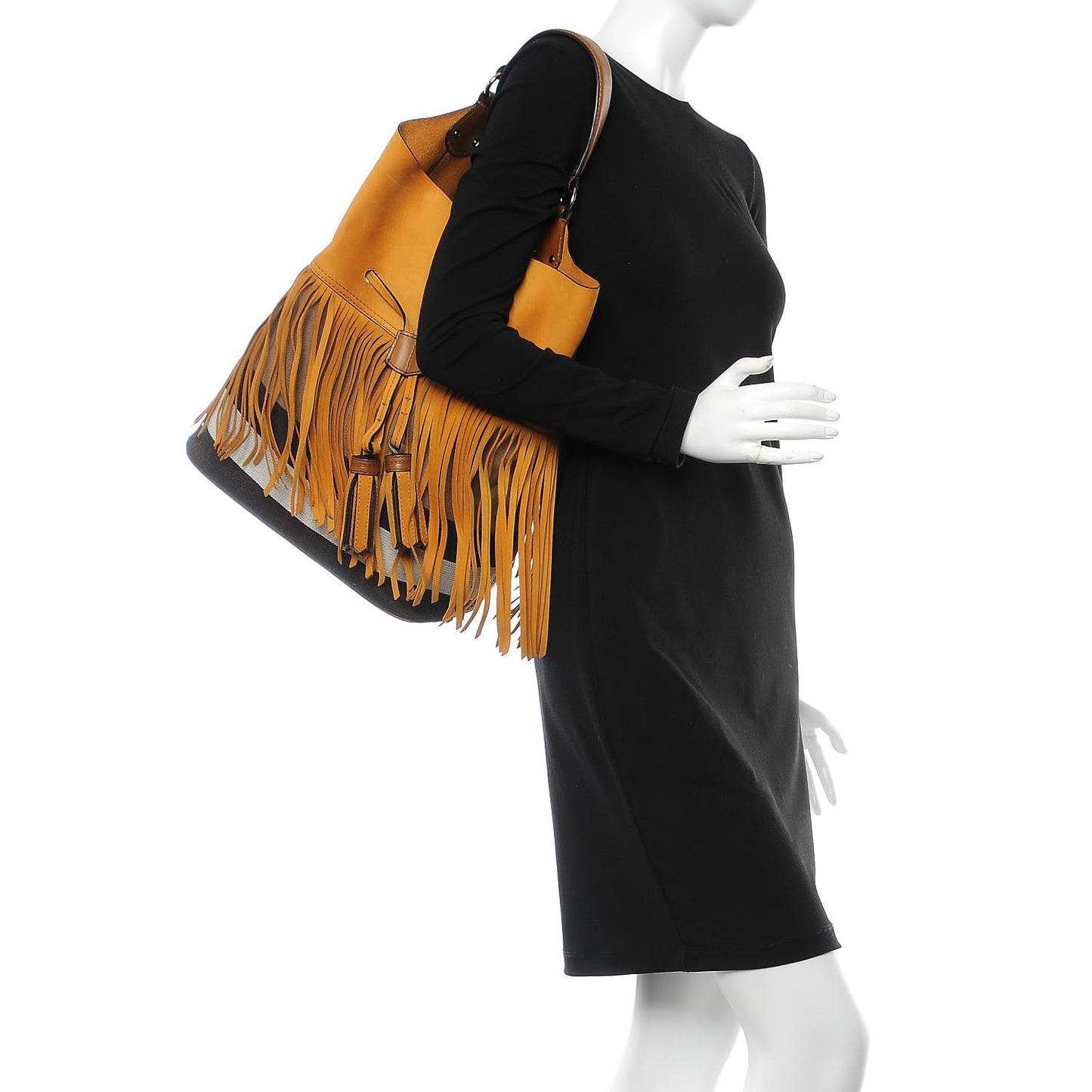 Suede Fringe Large Belgrove Bucket Bag Tan