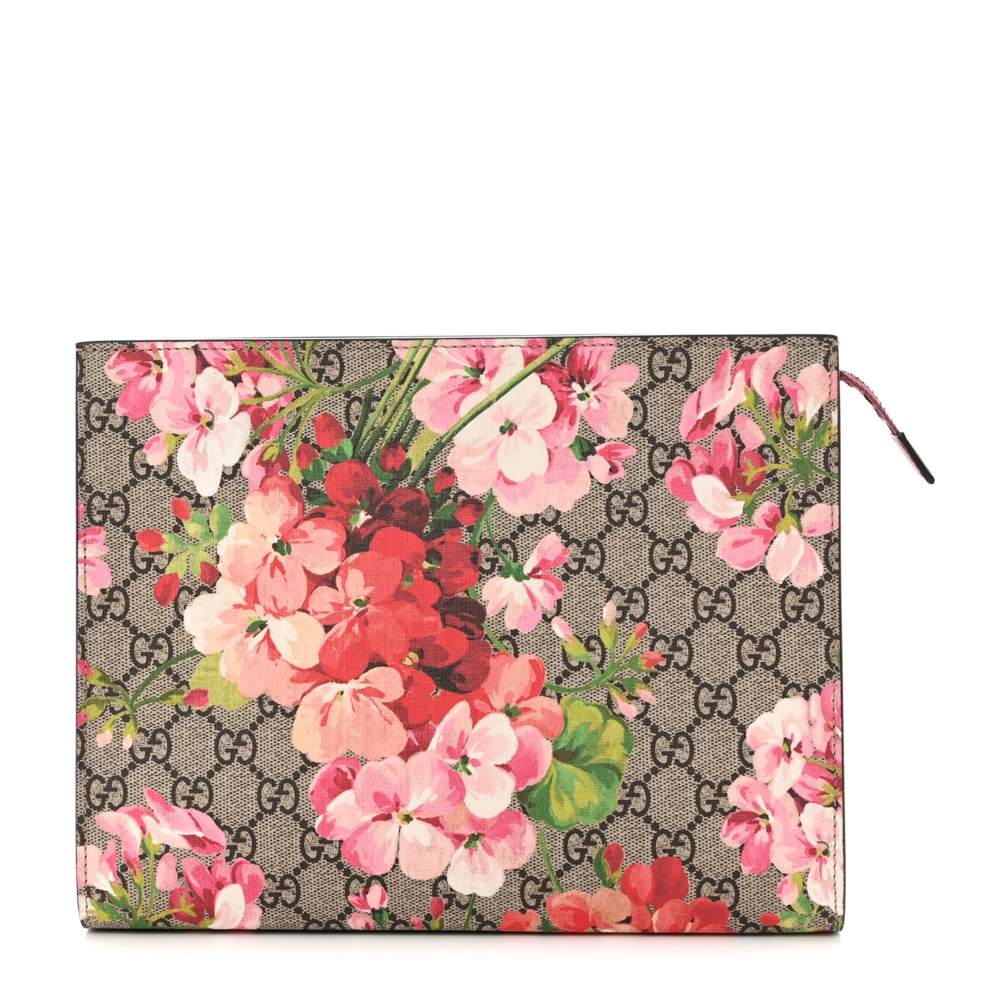 GG Supreme Monogram Blooms Large Cosmetic Case Beige Multicolor Dry Rose