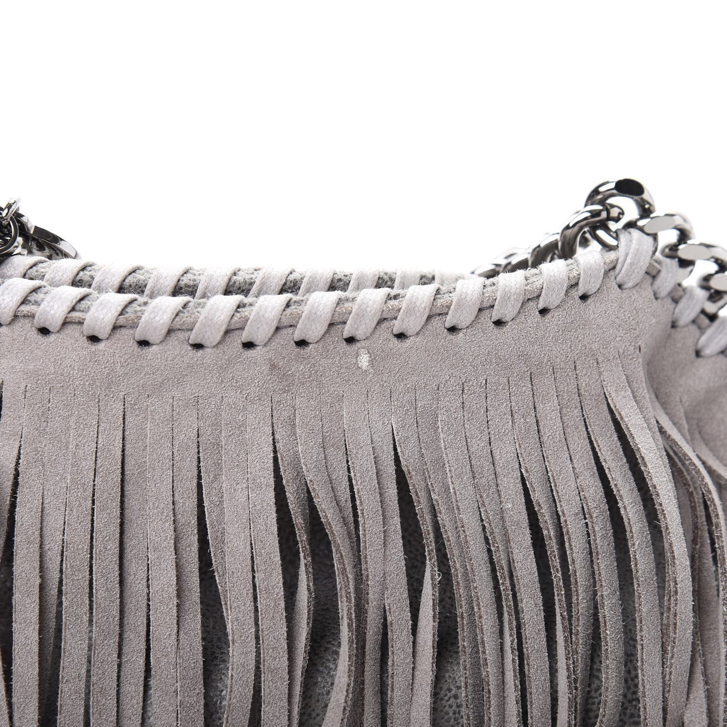 Shaggy Deer Fringe Mini Falabella Tote Grey